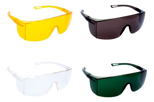 04 Oculos Prot.safety Sky  Amarelo Verde Fume Transp.