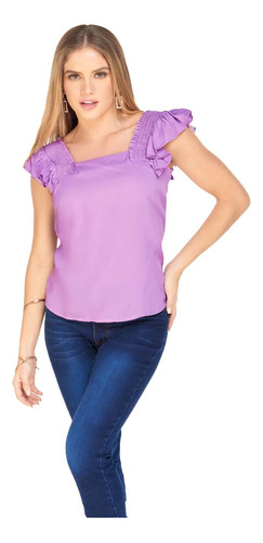 Blusa Manga Corta Lisa Dama  Lila Mundo Terra  151471