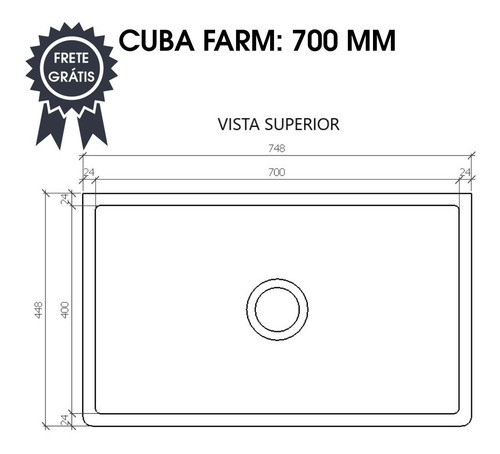 Imagem 4 de 7 de Cuba Fazenda Farmhouse Farmsink 70cm 12xs/juros Frete Gratis