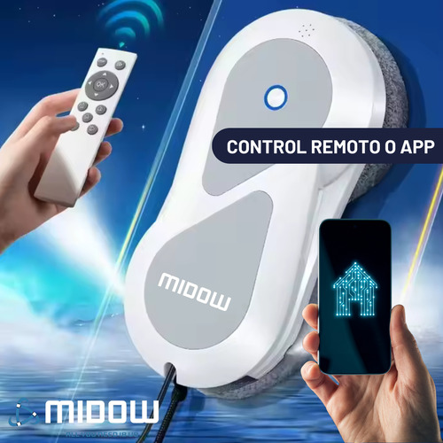 Robot Limpia Vidrios Inteligente Midow Interior Exterior 90w Con Deposito De Liquido Control Remoto O App