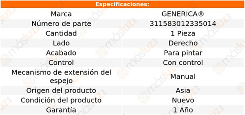 1- Espejo Derecho Man C/control Figo 2016/2018 Genérica
