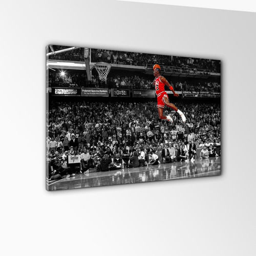Cuadro Decorativo Canvas Michael Jordan Salto 135x90 B&n