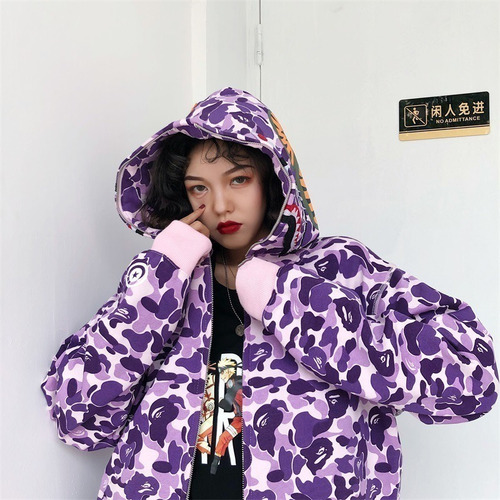 Sudadera Con Capucha Con Diseño De Camuflaje, Cabeza Tiburón