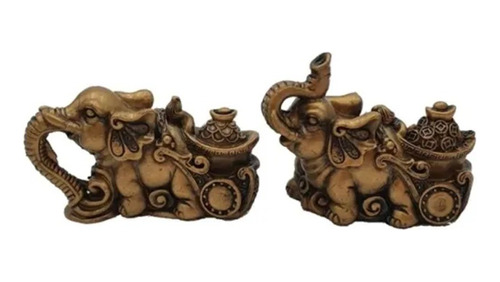Figura Decorativa Pareja Elefantes De La Suerte
