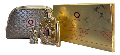 Kit Orientica Royal Amber Edp 80ml + Edp 7.5ml + Porta Perfume + Necessaire