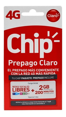 Chip Prepago Claro Sim Card Prepago 2gb 200 Minutos