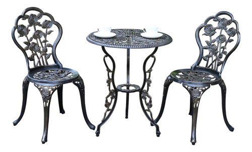 Juego De Mesa Bistro Aluminio Fundido Resistente Patio Cobre