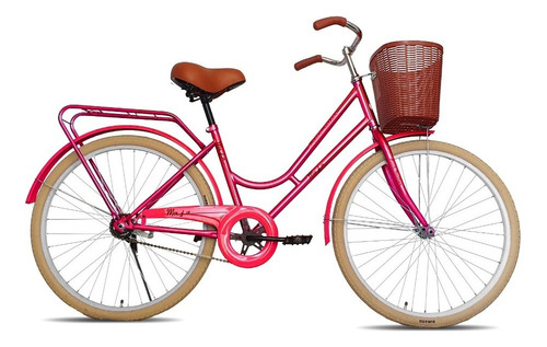 Bicicleta urbana femenina Black Panther Maja R24 1v freno contrapedal color rojo con pie de apoyo
