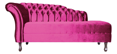 Recamier Divã Styllus Lado Direito Veludo Rosa Pink