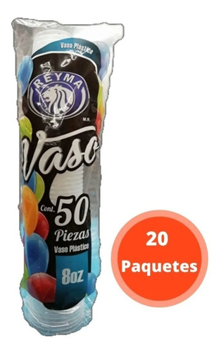 Vaso Desechable 8 Reyma Caja 1000pz Color Transparente