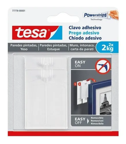 Clavos Adhesivos Powerstrips Paredes Pintadas 2kg 2 Un. Tesa