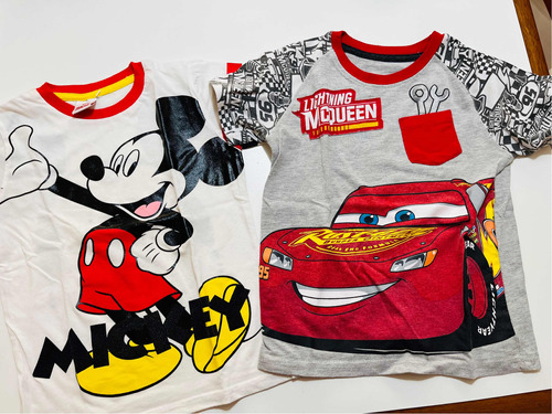 Remeras Disney Mickey Cars Originales Licencia Talle 4 X 2