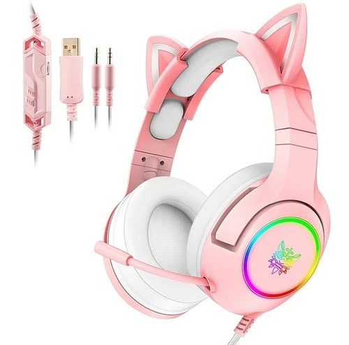 Audífono Gamer Onikuma K9 Rosado Rgb