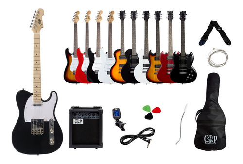 Pack Guitarra Telecaster Y Amplificador Creep Completo Blk