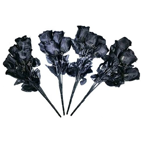 Ramo De Rosas Negras Artificiales (capullos), (4 Ramos)