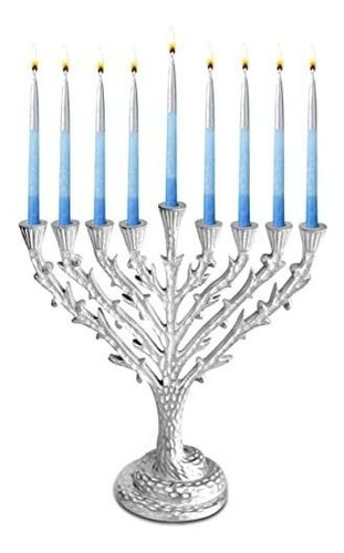 Menorah/candelabro Ner Mitzvah Antique Silver