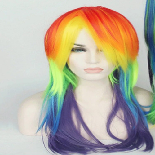 Peluca De Cosplay My Little Pony Rainbow Straight De 65 Cm,