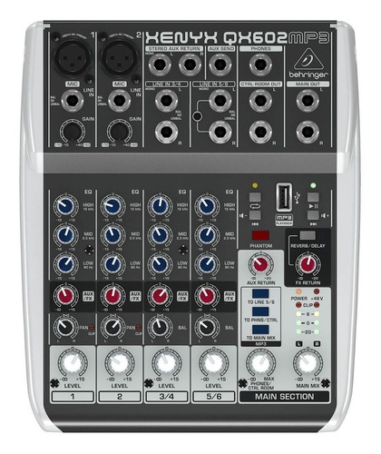 Imagen 1 de 3 de Behringer Xenyx Qx602mp3 Consola Mezclador De Audio