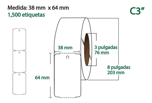 Imagen 5 de 9 de Etiqueta Colgante Para Ropa 38x64 Mm Rollo 1,500 Pzas C3