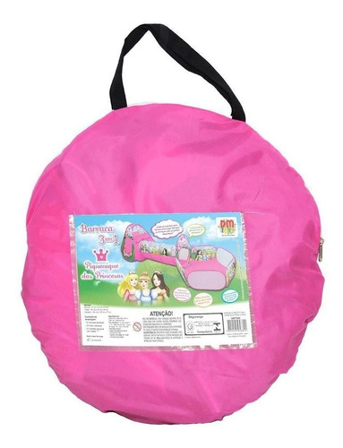 Imagem 5 de 8 de Barraca Infantil Rosa 3 Em 1 Toca Túnel Piscina De Bolinha