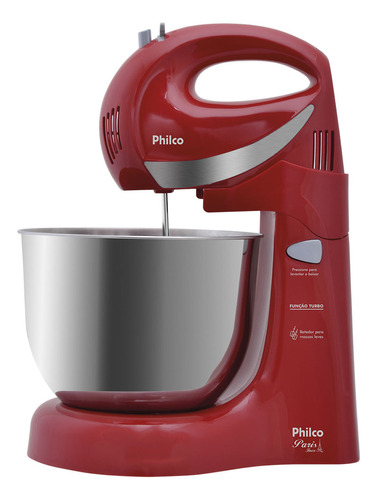 Batedeira Paris Inox Vermelha 350w Philco 220v