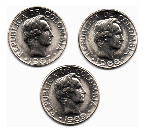 10 Centavos Set 1967 - 1969 3 Monedas Sin Circular 