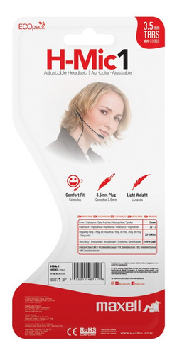 Imagen 4 de 4 de Auriculares Maxell One Travel H-mic1 - Oficina Teletrabajo