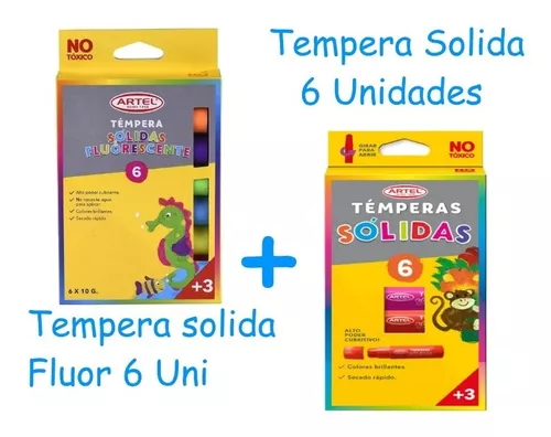 TEMPERA SÓLIDA FLÚOR 6 COLORES – Librería Servicom