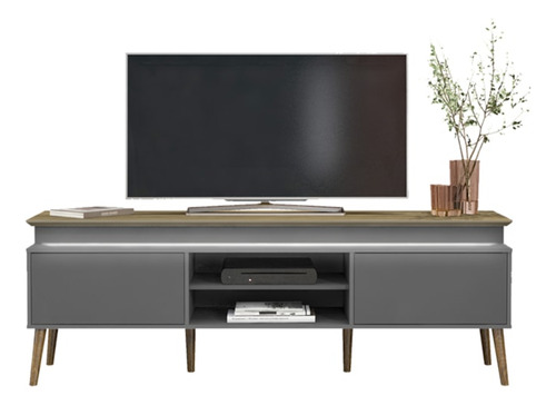 Rack Para Tv 75 Pol 2 Portas 180 Cm 4378 Carvalho Grafite Ar