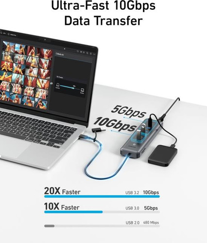 Anker Hub Usb-c 11 En 1, Concentrador De Datos 10 Gbps