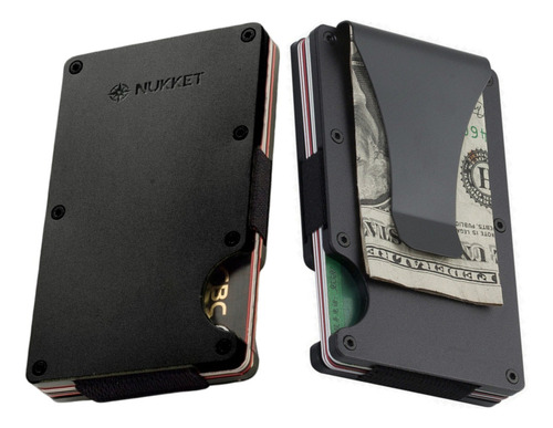 Billeteras Hombre Nukket Bloqueo Rfid Clip Para Billetes Color Negro Diseño De La Tela Lisa