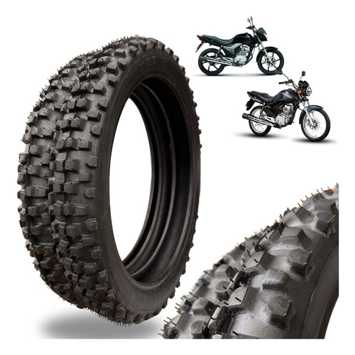 Par Pneus Titan Fan 125 150 160 Off Road Cross Trilha Cravo