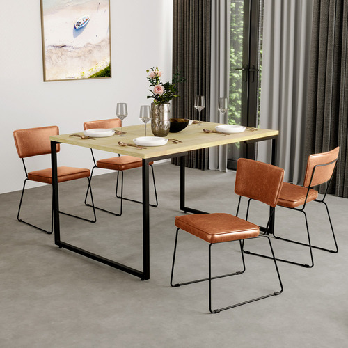 Cadeira Decorativa Estofada Para Sala De Jantar Base Em Aço Allana L02 Couríssimo Camel