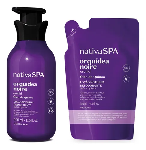 comprar Nativa Spa kit orquidea noire loção corporal 400ml com refil 350ml