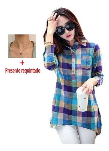 Blusa Con Camisa De Cuadros Con Botones De Colores