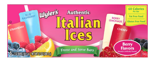 Congeladas Bolis Wyler's Italian Ices Fresa Cereza Mora 6pz