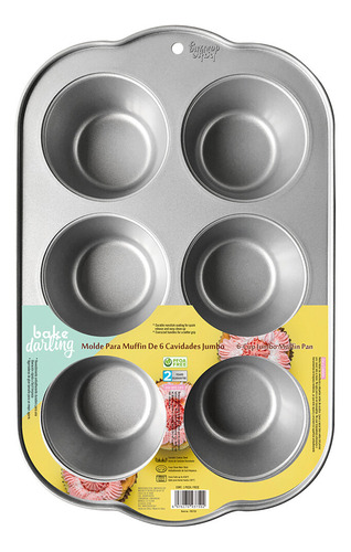 Molde Para Muffin Jumbo 6 Cav. Bake Darling 700-759 Color Gris