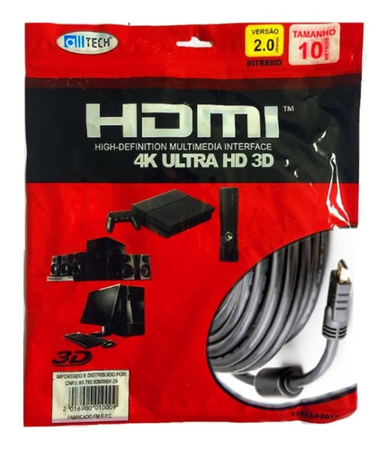 Cabo Hdmi 10 Metros 2.0 - M. Full