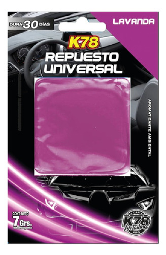 Repuesto Universal Aromatizante En Gel - 7 Grs Lavanda / K78