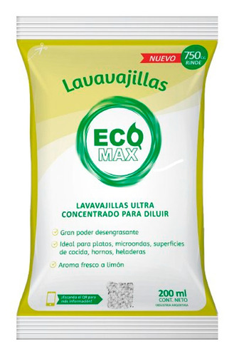 Ecomax Detergente En Sobre Concentrado 200 Ml X 5 Und