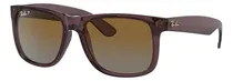 Comprar Anteojos de sol polarizados Ray-Ban Justin RB4165 talle Small armazón polished transparent dark brown y lente brown