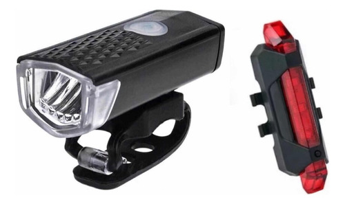 Kit Luz Luces Para Bicicleta Lámpara Linterna Delantera Frontal + Luz Trasera Seguridad Recargables Usb A10 Color Blanco