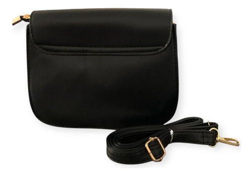 Bolsa Dama Tipo Croosbody Importada Negro/beige Lisa Níquel Negro