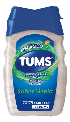 Tums Menta Tabletas Masticables 500 Mg, 75 Tabletas