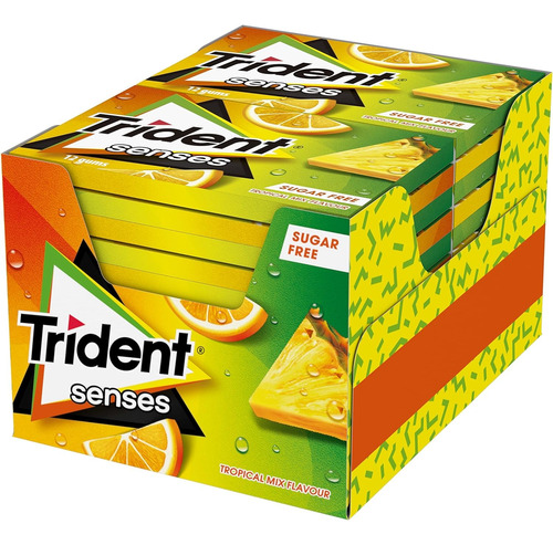 Trident Chicles Sin Azúcar - Tropical. Caja De 12 Paquetes