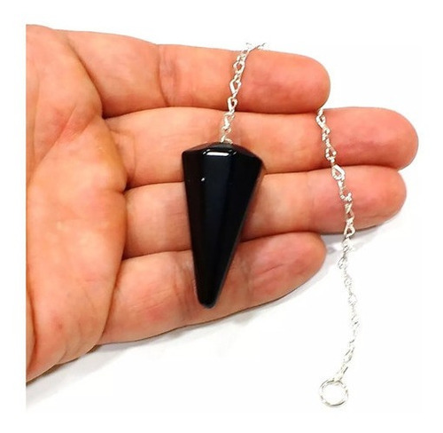 Imagem 2 de 2 de Pêndulo Pedra Turmalina Negra Natural Facetado P Radiestesia