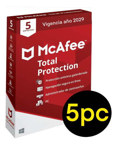 Antivirus Mcafee Total Protection Original 5pc Vigencia 2029