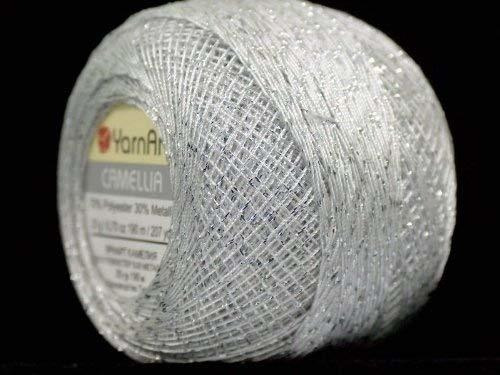 Hilo Trenzado Metalico Blanco Plateado Camelia 611.76 Oz