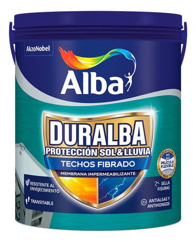 Duralba Techos Fibrado Impermeabilizante 20 Kg Rex