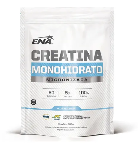 Creatina Monohidratada ENA Sport Micronizada 100% Pura en Doypack 300g Sabor Neutro
